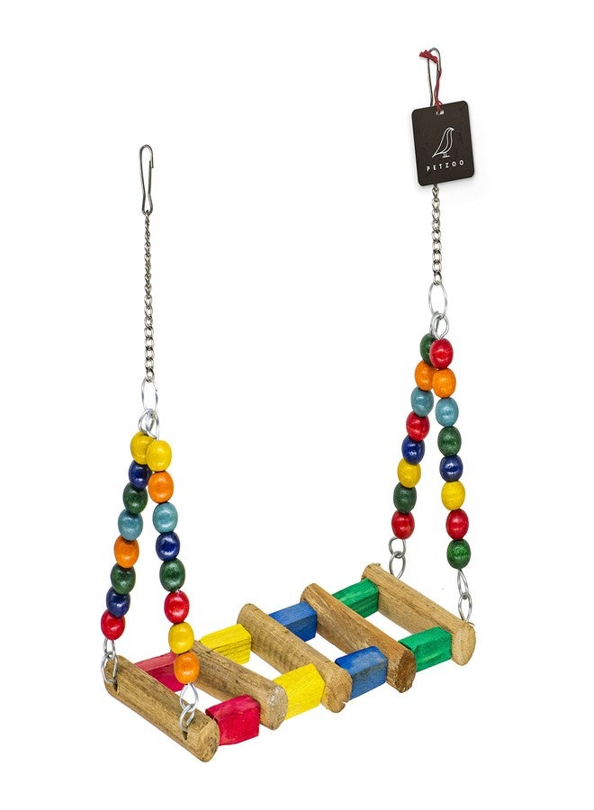 PETZOO Beautiful Bird Swing for Large Birds, Parrot, Macaw, Cockatiel, Sun Conure, Lutino, Bird Perch, Cage Accessories, Resting Toy & Wooden Training Aid